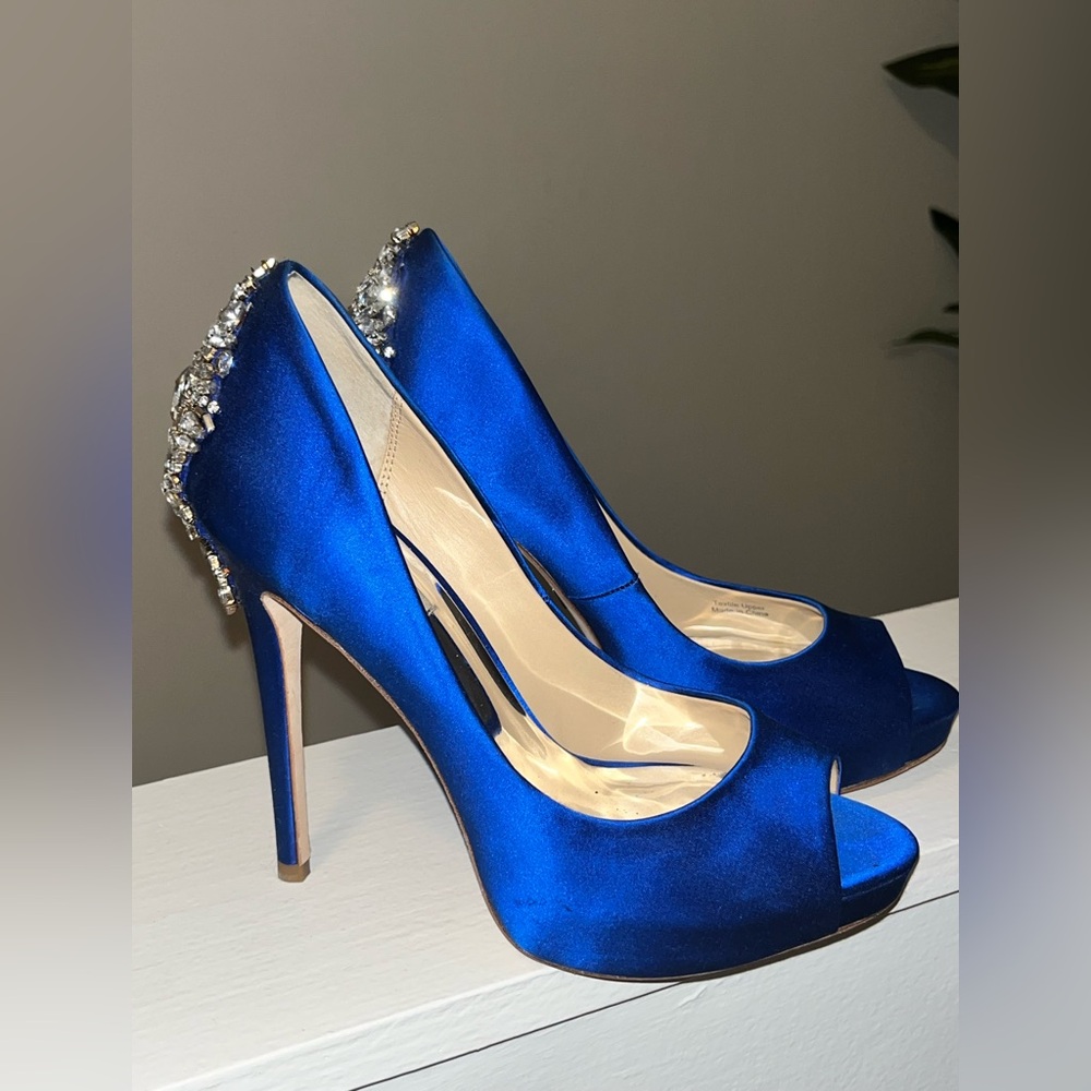 Badgley Mischka Royal Blue Embellished Heels 8.5